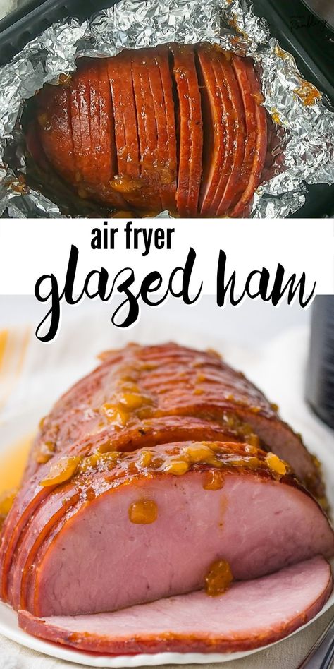 air fryer ham with mango glaze Air Fryer Ham, Honey Baked Ham Recipe, Fried Ham, Ham Glaze Brown Sugar, Ham Recipes Baked, Ham Glaze Recipe, Honey Glazed Ham, Honey Baked Ham, Glazed Ham