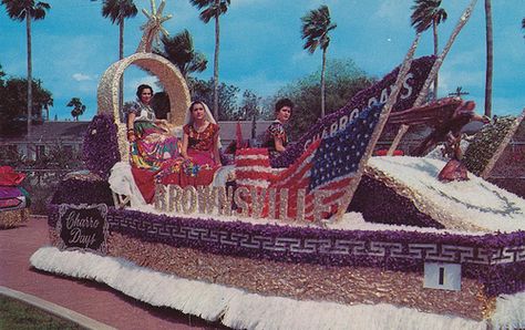 Charro Days - Brownsville, Texas    One of the many beautiful floats in the several parades conducted during the Charro Days celebration in Brownsville, Texas, each year. Brownsville and her sister city Matamoros, Mexico, jointly celebrate this occasion usually just prior to the season of lent. Charro Days, Brownsville Texas, Rio Grande Valley, Water Carrier, San Angelo, Loving Texas, Texas Girl, Research Tools, Parade Float