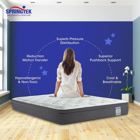 For a well-rested Sunday & every other day, trust only the Earth's most perfect sleep material- The Euro Top Hybrid Latex Pocket Spring Mattress by Springtek! Pillow Ads, Mattress Ads, Latex Bed, Eco Friendly Mattress, Spring Bed, Well Rested, Spring Mattress, Latex Mattress, Bed Springs