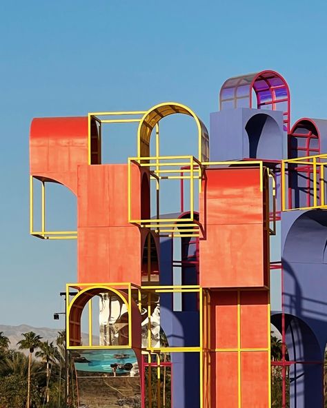 Giant playground looking art from coachella 2022 during the daytime. Close up shot. Coachella Installations, Giant Playground, Coachella Art, Coachella Theme, Coachella 2022, Playroom Design, Entry Gates, Art Installation, Personal Project