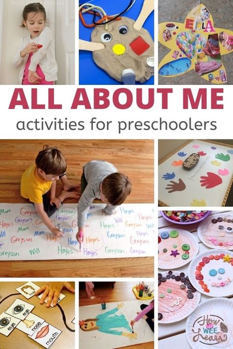 All About Me Activities for Preschoolers - How Wee Learn All About Me Activities For Preschoolers, Preschool Stations, All About Me Theme, Preschool Inspirations, All About Me Preschool Theme, Preschool Theme Activities, Me Preschool Theme, All About Me Crafts, All About Me Art