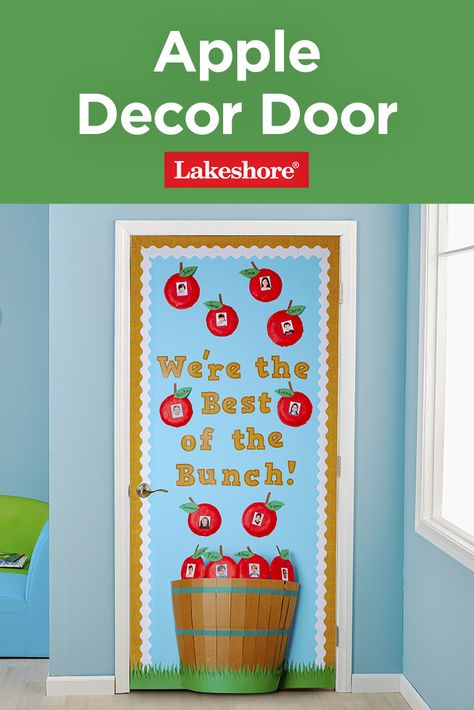 Back To School Apple Theme, Fall Apple Door Decorations Classroom, Apple Classroom Theme Bulletin Boards, Apple Decorations For Classroom, Apple Theme Classroom Decorations, Apple Door Ideas For Classroom, Apple Door Decorations Preschool, Apple Theme Classroom Door, Apple Bulletin Boards Back To School