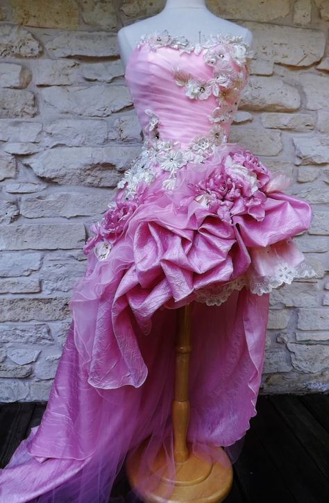 CUSTOM Handmade Wedding Dress Mini Plus Tail Pink Roses | Etsy Victorian Evening Gown, Wedding Dress Mini, Long Back Dress, Belle Gown, Handmade Wedding Dress, Victorian Wedding Dress, Handmade Wedding Dresses, Victorian Wedding, Modest Wedding