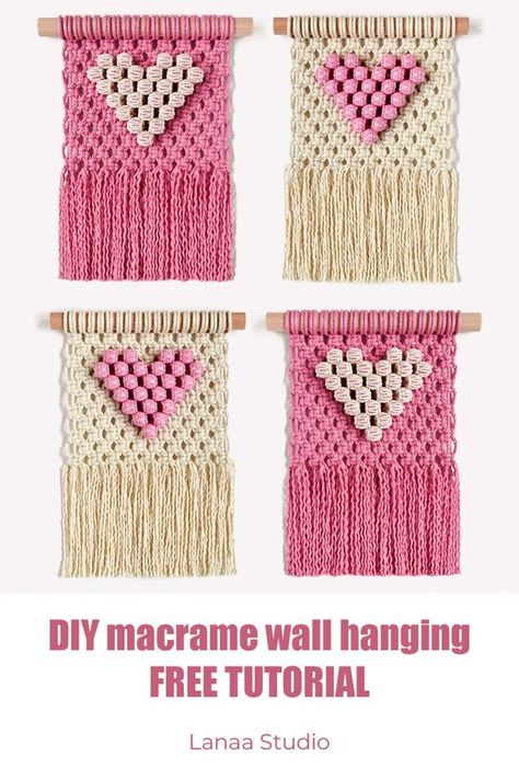 Hi friends! In today's tutorial we're making this lovely macrame wall hanging with a heart made from berry knots. You can make each individual berry knot in a different colour or keep them all uniform 🩷 Berry Knot Macrame Wall Hanging, Macrame Step By Step, How To Macrame, Diy Macrame Wall Hanging, Mini Macrame Wall Hanging, Macrame Crafts, Brownie Scouts, Small Macrame Wall Hanging, Macrame Wall Hanging Tutorial