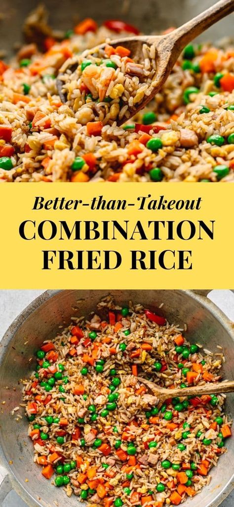 Combination Rice Recipe, Fried Rice With Hoisin Sauce, Ham Perlow Rice, Special Fried Rice Recipe Chinese, Combination Fried Rice Recipe, Special Rice Recipe, Deli Ham Recipes, Fancy Rice, Combination Fried Rice