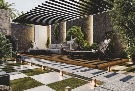 Landscape-Ksa on Behance Roof Garden Ideas, Terrace Design Ideas, Rooftop Patio Design, Terraced Landscaping, Roof Garden Design, Terrace Garden Design, Build A House, Rooftop Patio, Landscape Architecture Design