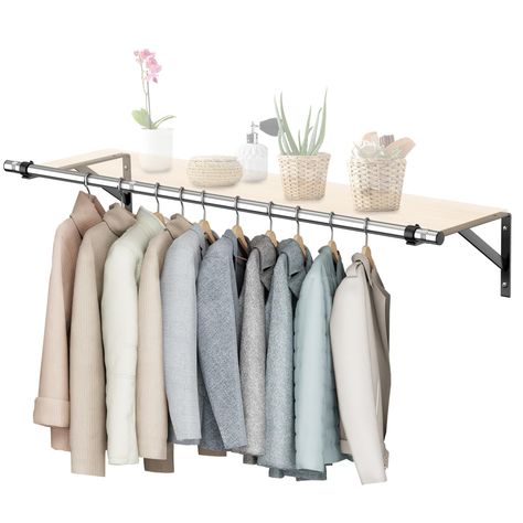 PRICES MAY VARY. Wall Mounted Clothes Rack: Featuring a triangle-mounted design, this clothing rack is built to support a significant amount of weight. It can easily hold multiple garments, including coats, jackets, and even heavy winter clothing, without bending or sagging Space-Saving Design: Maximize your room's floor space with this wall-mounted clothes rack, perfect for small apartments, bedrooms, or laundry rooms. Its sleek design allows you to utilize vertical space efficiently, keeping y Coat Storage No Closet, Small Laundry Room Clothes Hanging Ideas, Clothes Drying Rack Ideas Space Saving, Closet Racks, Laundry Room Drying, Wall Clothes Rack, Compact Laundry Room, Storage Laundry Room, Wall Drying Rack