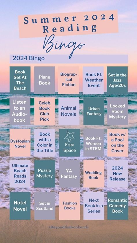 Adult Summer Reading Challenge 2024 - Summer Bingo Year 4! 4 Summer Reading For Adults, Summer Reading Challenge For Adults, Summer Reading Lists For Women, Books To Read This Summer, Summer Reading 2024, 2024 Reading Challenge, Summer Book Challenge, Summer Reading Bingo, Summer Book List