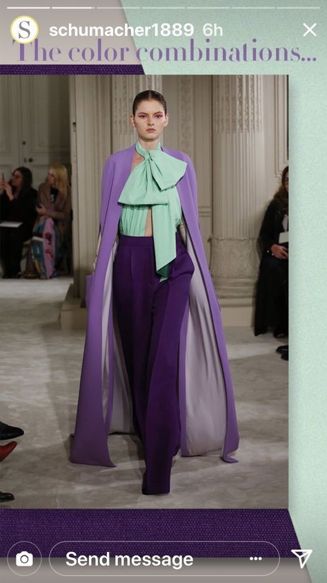 Valentino Haute Couture, Collection Couture, Mode Chanel, Valentino Couture, Purple Pants, Spring Couture, Cat Walk, Purple And Green, Fashion 2018