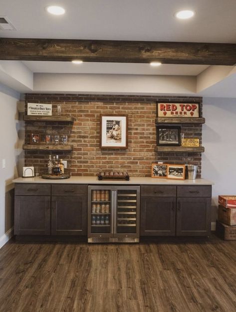 Rustic Kitchenette, Small Kitchenette, Dry Bar, Diy Bar, Red Lion, Basement Remodel, Basement Bar, Space Ideas, Bar Area