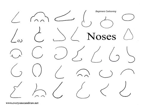 Drawing Noses Cartoon, Types Of Noses Drawings, Nose Doodle Simple, Nose Tutorial Drawing Cartoon, Drawing Cartoons For Beginners, Cartoon Noses Front View, Cartoon Noses Drawing, Stylized Nose, Nose References