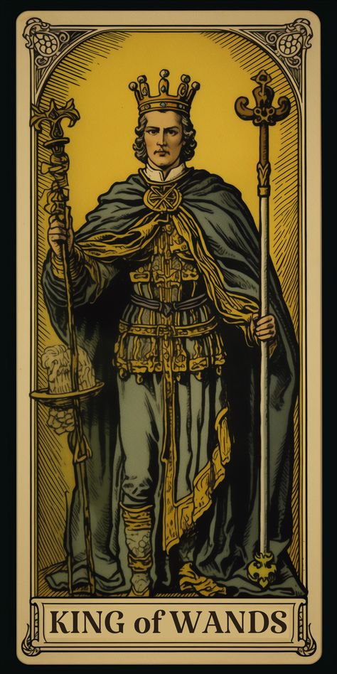 Tarot King Of Wands, King Of Wands Tarot, King Of Wands, Wands Tarot, Rider Waite Deck, Occult Symbols, Tarot Meanings, Online Tarot, Tarot Card Reading