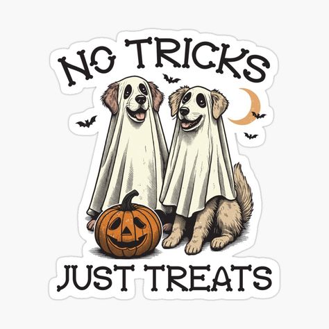 Get my art printed on awesome products. Support me at Redbubble #RBandME: https://www.redbubble.com/i/sticker/No-Tricks-Just-Treats-by-UniqVibe/164182726.EJUG5?asc=u Halloween Sketchbook, No Tricks Just Treats, Treats Halloween, Unique Quotes, Adorable Dogs, Trick Or Treat Bags, Dog Dresses, Treat Bags, Halloween Design