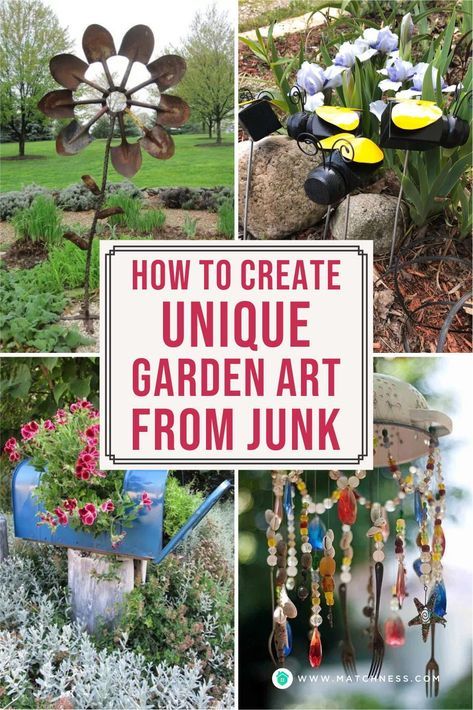 Garden Art From Junk, Recycled Yard Art, Unique Yard Art, Yard Art Crafts, Recycled Garden Art, Tattoo Plant, Unique Garden Art, Whimsical Garden Art, Upcycle Garden