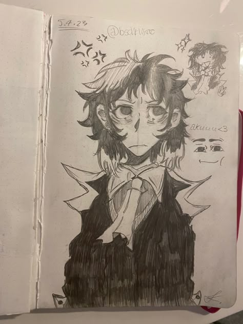 Akutagawa Character Sheet, Bsd Drawing Ideas, Bsd Drawing Easy, Akutagawa Sketch, Akutagawa Drawing, Bsd Drawing, Eyestrain Art, Akutagawa Ryunosuke, Drawing Things