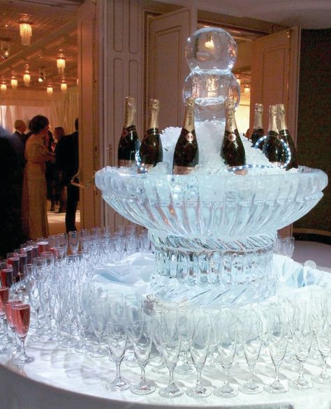 Is there anything more lavish than a champagne tower made of ice? This is one tradition we'll never get sick of. @Mandy Bryant Bryant Dewey Seasons Bridal Ice Sculpture Wedding, Traditional Wedding Cake, Ice Sculpture, Champagne Tower, Champagne Party, Chicago Wedding Venues, Wedding Palette, Ice Sculptures, Wedding Mood Board