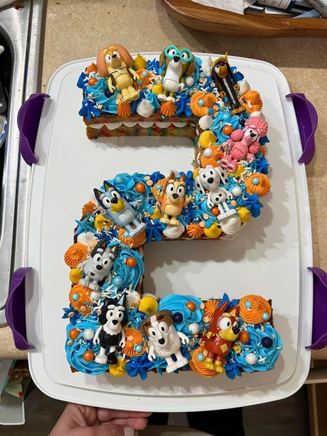 Bluey Cupcake Cake, Second Birthday Cakes, Bluey Party, Pull Apart Cupcakes, 2nd Birthday Party Themes, Birthday Inspo, Number Cakes, Cupcake Cake, Second Birthday