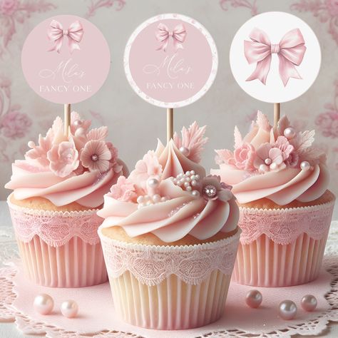 Love Shack Cupcake Toppers Pink Toile First Birthday Printable Decor, Pink Floral Cake Toppers - Etsy Festive Cupcakes, Bunny Cupcake, Lace Cupcakes, Floral Template, Floral Cake Topper, Fancy Cupcakes, Bunny Cupcakes, Floral Toile, Love Shack Fancy