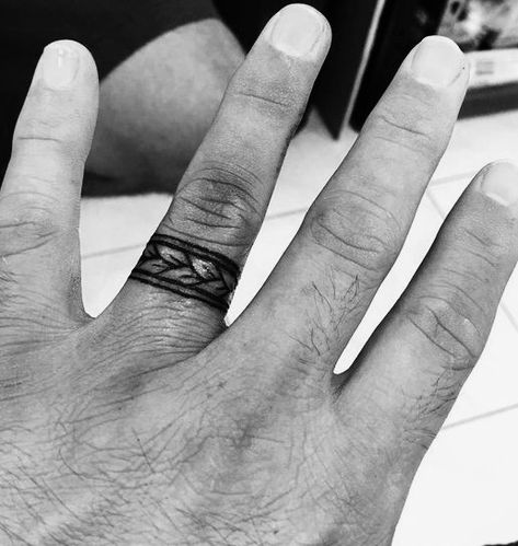 Male Wedding Band Tattoo Ideas, Tea Leaf Tattoo, Tattoo Wedding Rings For Men, Tea Leaves Tattoo, Wedding Band Tattoo Ideas, Tattoo Ring Finger, Band Tattoo Ideas, Wedding Band Tattoo, Rings Tattoo