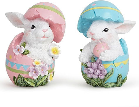 Hodao Easter Bunny Decorations Spring Easter Egg/Cup Bunny Indoor Home Decor Farmhouse Country Style Flowers Bunny Figurines (2pcs Easter Egg Rabbit Color 1) Easter Egg Cups, Egg Rabbit, Bunny Figurines, Bunny Decorations, Easter Bunny Figurines, Spring Easter Eggs, Indoor Home Decor, Rabbit Colors, Easter Bunny Gifts