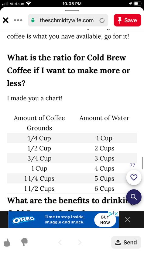 Coffee Ratio Chart, Cold Brew Ratio, Cold Brew Coffee Ratio, Coffee Ratio, Brew Coffee, Cold Brew Coffee, Cold Brew, Yummy Food, Make It Yourself