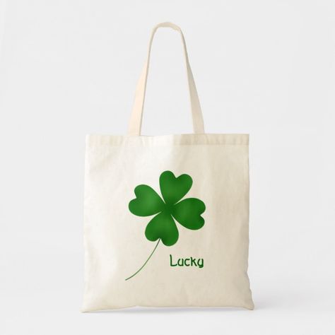 Shamrock Design, Canvas Bag Design, Dog Tote Bag, Lucky Shamrock, Design Tote Bag, Diy Bag Designs, Simple Tote, Painted Tote, Christmas Tote Bags