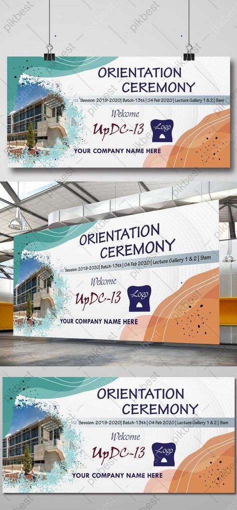 Orientation Program Backdrop Banner Template | EPS Free Download - Pikbest Orientation Poster Design, Banner Ideas For School, Backdrop Banner Design Ideas, Orientation Day Decoration, Stage Banner Design, Backdrop Design Banner, Backdrop Design Graphics, Backdrop Banner Ideas, Orientation Poster