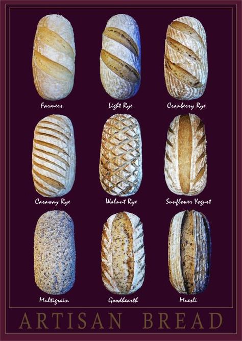 ORIGINAL PINNER SAYS: breads and buttery old fashioned baking most of our artisan breads are Old Fashioned Baking, Types Of Breads, Bread Scoring Patterns, Bread Artisan, Bread Design, Bread Display, Bread Scoring, Pembuat Roti, Artisan Breads