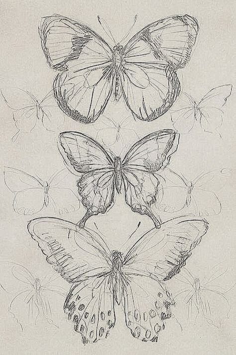 Butterfly Sketch, Art Sketches Doodles, Butterfly Drawing, Arte Sketchbook, Art Drawings Sketches Creative, Mini Drawings, Hand Art Drawing, Vintage Butterfly, About Art