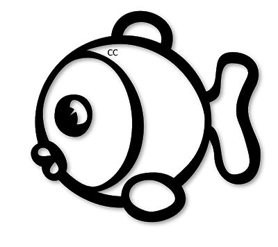 Fish Clipart Black And White, Fish Black And White, Under The Sea Cake, Sea Cake, Fish Clipart, Sea Cakes, Math Journal, Cute Fish, Clipart Free