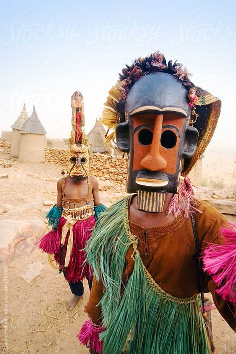 Africa, West Africa, Mali, Dogon Country, Bandiagara escarpment, Masked Ceremonial Dogon Dancers near Sangha by GHProductions | Stocksy United Mask Dance, Afrique Art, Afrikaanse Kunst, Art Premier, Art Disney, Masks Art, African Masks, African Culture, People Of The World