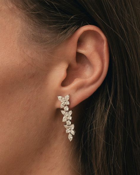 DIAMOND DROP EARRINGS | Crafted in 18k white gold, these drop-style earrings feature a combination of marquise, pear, and round brilliant cut diamonds totaling over 4ct.⁠ ⁠ Available for purchase via our online showroom.⁠ ⁠ G7841 Earring Crafts, Style Earrings, Diamond Drop Earrings, Round Brilliant Cut Diamond, Round Brilliant Cut, Round Brilliant, Showroom, Pear, Diamonds