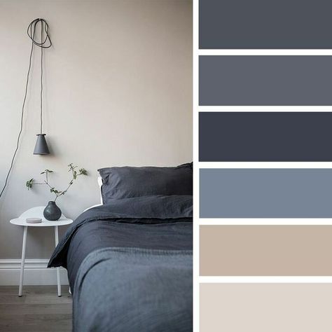 Bedroom Colour Palette, Charcoal Blue, House Color Palettes, Interior Color Schemes, Dekorasi Kamar Tidur, Room Color Schemes, Bedroom Color Schemes, Blue Colour Palette, Paint Colors For Home