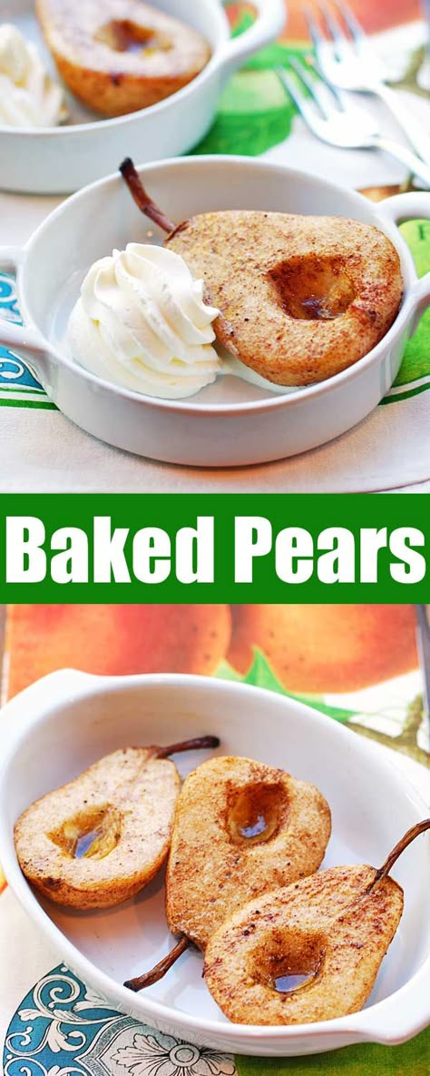 Low Calorie Pear Desserts, Low Carb Pear Dessert Recipes, Pear Recipes Low Carb, Keto Pear Dessert Recipes, Baked Pear Dessert, Keto Pear Recipes, Baked Pears Recipe Desserts, June Desserts, Baked Pears Recipe