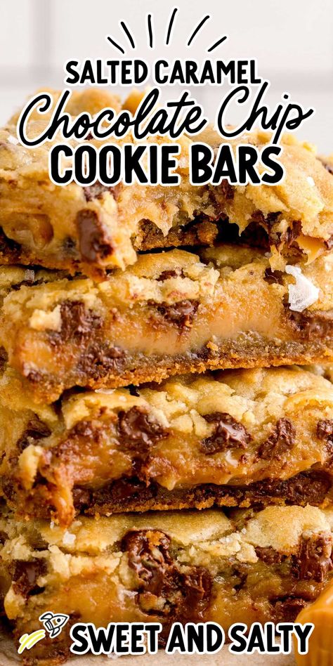 Caramel Chocolate Chip Bars, Chocolate Chip Dessert, Caramel Chocolate Chip Cookie Bars, Salted Caramel Cookie Bars, Caramel Chocolate Chip Cookie, Caramel Chips, Caramel Cookies Bars, Salted Chocolate Chip Cookies, Salted Caramel Cookies