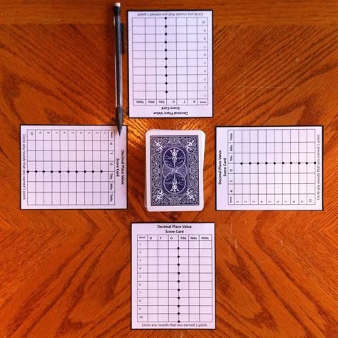 Decimal Place Value, Place Value Game, Place Value With Decimals, Math Decimals, A Deck Of Cards, Math Place Value, Kids Printables, Math Games For Kids, Math School