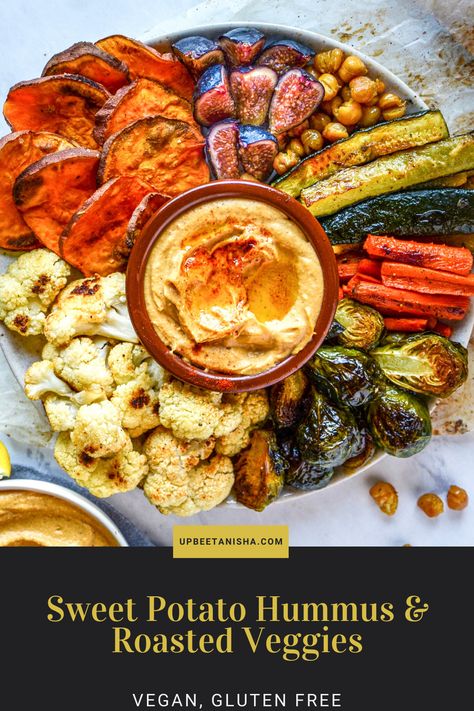 A snack plate with all my favorite fall things! If there’s any kind of hummus that is right for this season, it’s sweet potato hummus. Paired with all the roasted veggies and you’ve got yourself a fun plant-based meal. Roasted Fall Veggies, Potato Hummus, Sweet Potato Oven, Veggie Plate, Chickpea Snacks, Sweet Potato Hummus, Hummus Ingredients, Fall Veggies, Vegetable Platter