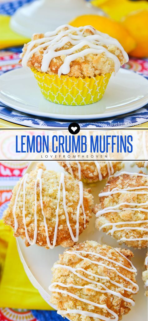 Lemon Crumb Muffin Recipe Lemon Crumb Muffins, Muffins Blueberry, Lemon Treats, Crumb Muffins, Muffin Tin Recipes, Lemon Muffins, Muffin Bread, Breakfast Sweets, Zucchini Muffins