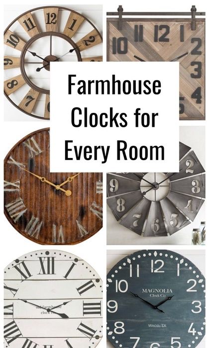 Farmhouse Style Clocks are beautifully rustic and charming in any room fo the house- kitchen| dining| living. Would even look great as part of a gallery wall. #farmhouse #rustic #home #homedecor #gallerywall #clocks #whattimeisit #living #ad Farmhouse Clock Wall Decor Living Room, Kitchen Clocks Wall Ideas, Small Modern Farmhouse Kitchens, Living Room Clock Wall Decor, Clock Wall Decor Living Room, Gallery Wall Farmhouse, Farmhouse Clock, Farmhouse Clocks, Farmhouse Wall Clocks