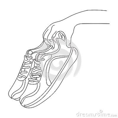 outline-sketch-drawing-hand-holding-pair-shoes-footwear-logo-silhouette-line-art-illustration-hand-holding-shoes-line-art-shoe-images-stock-photos-vectors Holding Shoes In Hand, Footwear Logo, Draw Show, One Line Tattoo, Logo Silhouette, Woman Artwork, Shoe Sketches, Black Woman Artwork, Shoe Image