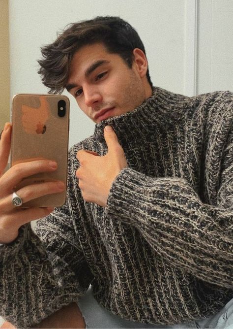 REGULAR FIT: Comfortable, easy fit through the shoulders, chest, and waist, suitable for most young men Pull Grosse Maille, Crochet Sweater Design, Groom Dress Men, Aesthetic Sweaters, Turtle Neck Men, Chunky Turtleneck Sweater, Icelandic Sweaters, Aesthetic Outfits Men, Things To Do With Boys