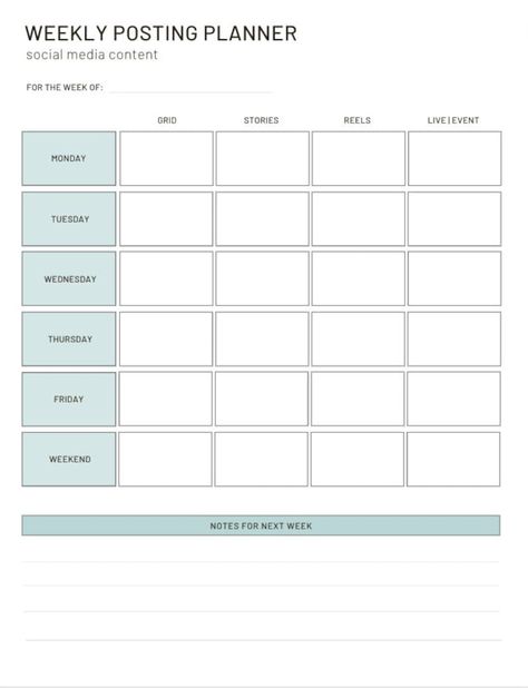 2023 Social Media, Social Media Planner Printable, Social Media Management Business, Student Planner Printable, Planner Writing, Planner 2022, Weekly Planner Template, Media Planner, Social Media Schedule