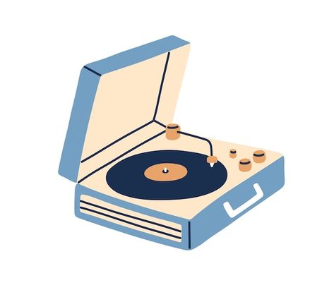 Old Gramophone, Record Turntable, Nature Symbols, Vinyl Player, Doodle Images, Flat Vector Illustration, Flat Vector, Retro Music, Record Player