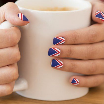 Union Jack pattern Minx Nail Art Country Nail Art, Union Jack Nails, Basketball Nails, Nail Art Bleu, Chelsea Houska Hair, Costa Rica Flag, Finland Flag, Flag Nails, Country Nails