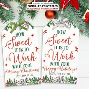 Christmas Coworker Gift Tags Free Printable Christmas Tags, Coworker Holiday Gifts, Free Christmas Tags Printable, Printable Christmas Tags, Christmas Tags Printable, Gift Cards & Certificates, Candy Sweet, Staff Appreciation, Tags Printable