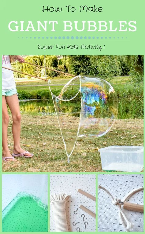 Giant Bubble Recipe, Big Bubble Wand, Bubble Diy, Giant Bubble Wands, Bubble Recipe, Savon Diy, Outdoor Party Games, Homemade Bubbles, Bubble Solution