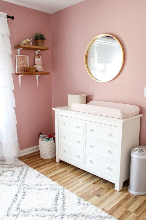 Pink Nursery Colors, Pink Nurseries, Pink Baby Room, Pink Nursery Walls, Pink And Gray Nursery, Girly Nursery, Girl Nursery Pink, Pink Girl Room