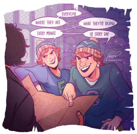 Amazing fanart! Harry Potter Humor, Fanart Harry Potter, Art Harry Potter, Buku Harry Potter, Yer A Wizard Harry, Fred And George Weasley, Images Harry Potter, Harry Potter Comics, Weasley Twins