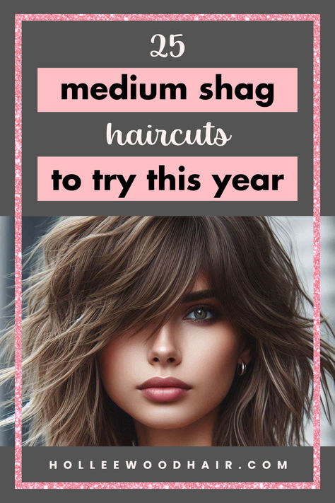 25 Medium Shag Haircuts to Try This Year Shaggy Haircuts For Straight Hair, Shaggy Mid Length Hair Straight, Haircuts Medium Length Wavy, Shag Hairstyles Shoulder Length, Medium Length Textured Haircut, Haircuts To Add Volume, Messy Shag Hairstyles Medium, Razor Haircut Medium, Mid Length 70s Shag