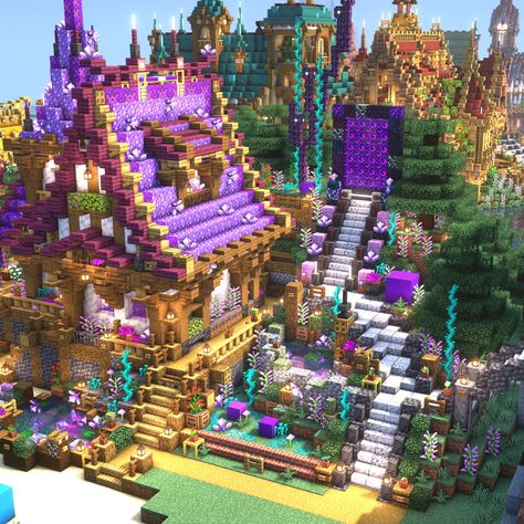 Fantasy City Minecraft, Minecraft Pokemon Center, Dragon House Minecraft, Minecraft Art Gallery, Minecraft World Builds, Large Minecraft Builds, Red Minecraft House, Mystical Minecraft Builds, Pokemon Minecraft Builds